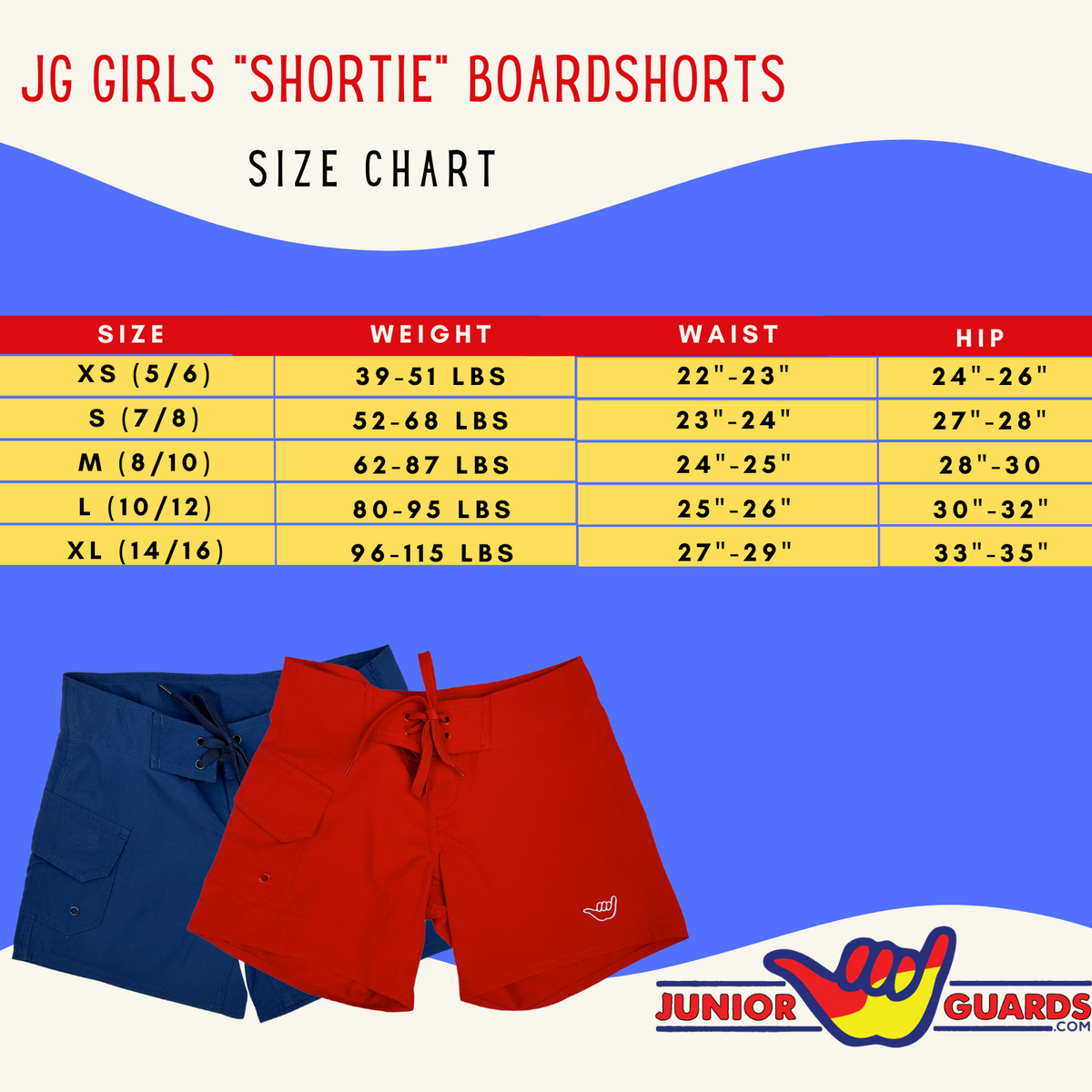 Girls Junior Guard Shortie Shorts Navy u0026 Red-XS-L