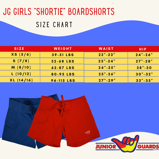 Girls Junior Guard Shortie Shorts Navy & Red-XS-L
