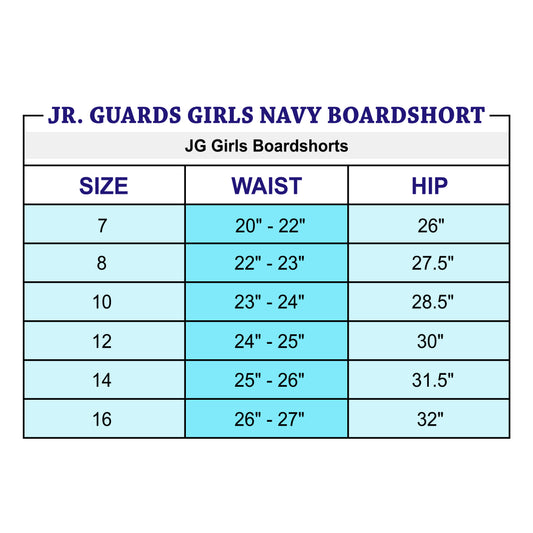 Jr. Guards Little Girls Shaka Boardshorts-Navy, Red, & Royal Blue