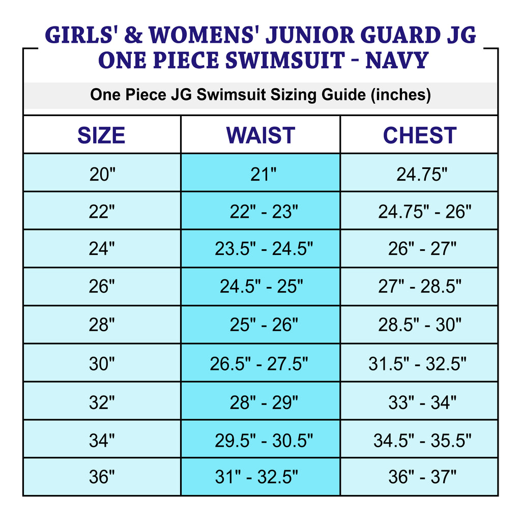 Girls' & Womens' Junior Guard One Piece Swimsuit -Navy (Sizes 20-36) – Jr  Guards