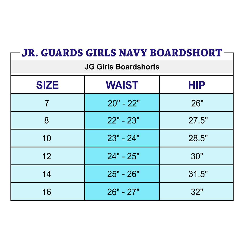 Jr. Guards Little Girls Shaka Boardshorts-Navy, Red, & Royal Blue