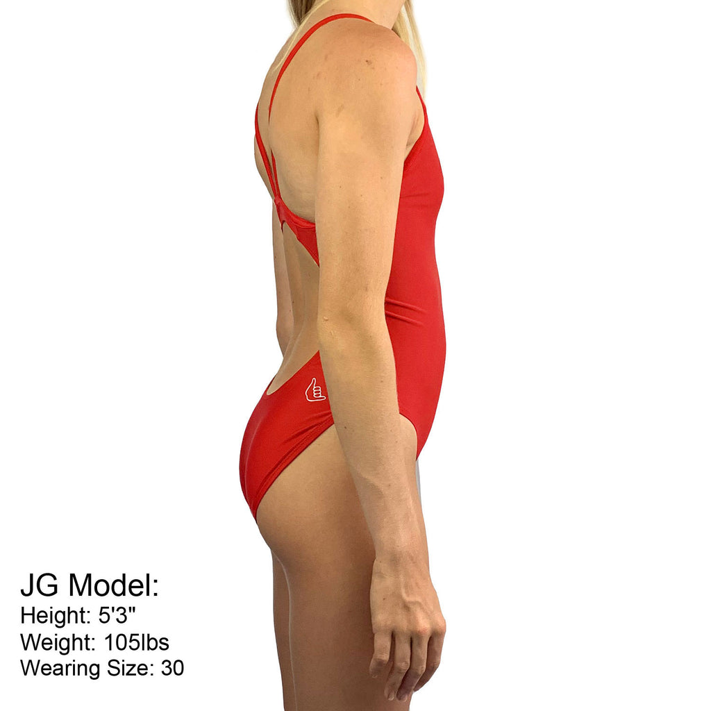 Girls Youth Junior Guard JG Thin strap One Piece Red Swimsuit – Jr Guards