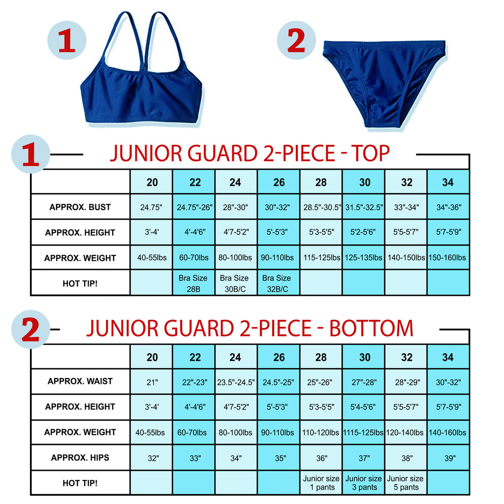 Girls & Women's Junior Guard Two Piece Swimsuit Multi Sizing Options -Red  (Sizes 20-36) – Jr Guards